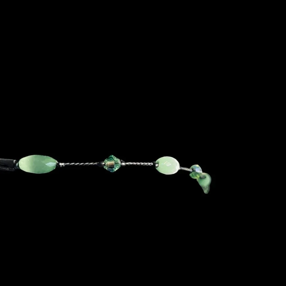 Dabby Reid Green Rose Pendant Necklace Beaded Handmade Adjustable Nature Jewelry